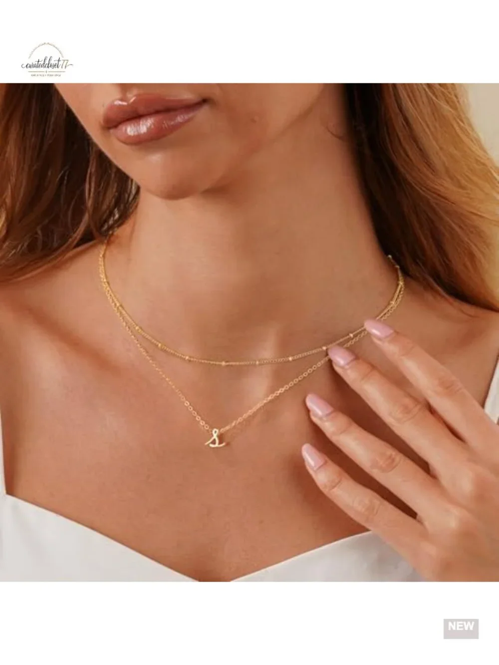 14K Gold Plated Layered Initial Necklace Set - Trendy Choker Stack Jewelry Gift